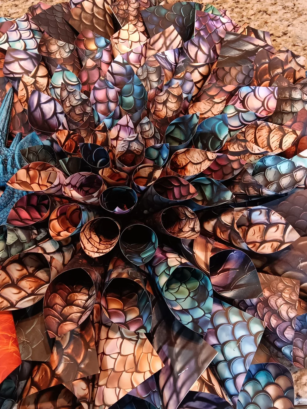 Dragon Mum - Dragon Scale Paper Cone Art With Blue Dragon Face And Wings - Picture 5 of 7